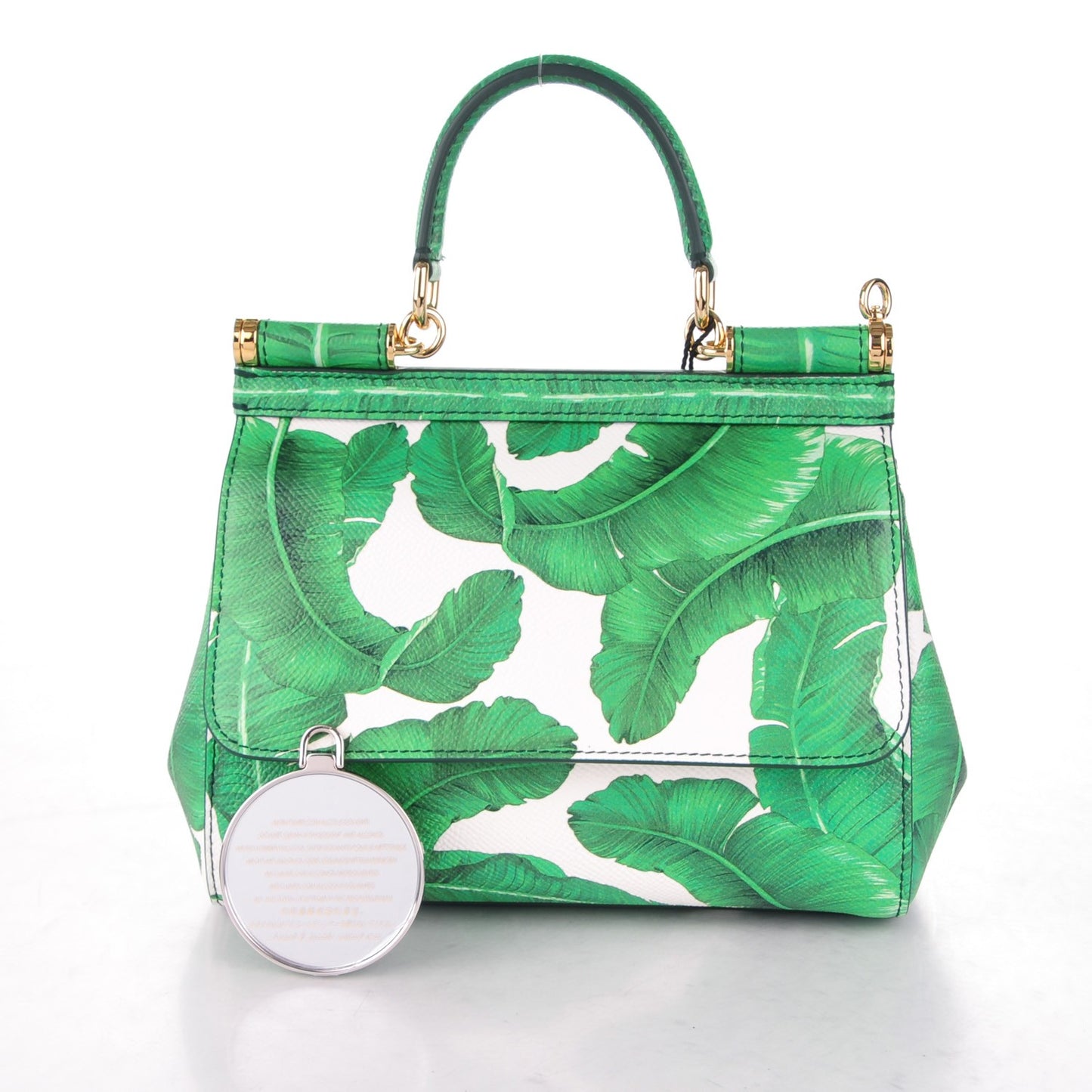 Dauphine Banana Leaf Print Small Miss Sicily Satchel Green White