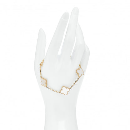 Van Cleef & Arpels 18K Yellow Gold Mother of Pearl 5 Motifs Vintage Alhambra Bracelet 2 of 5