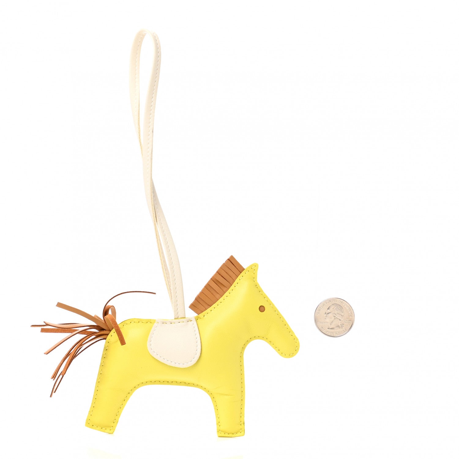 Hermes Milo Lambskin Grigri Rodeo Horse Bag Charm MM Lime Sesame Craie 2 of 4