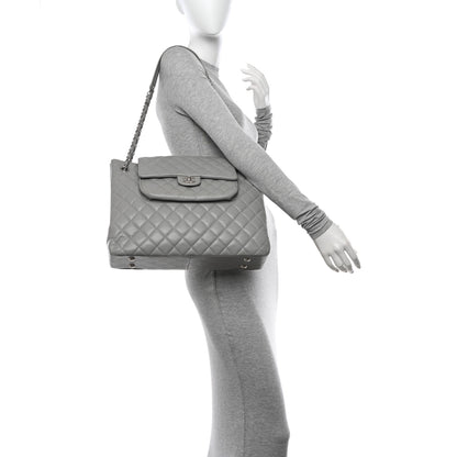 Chanel Caviar Quilted Maxi Paris Edinburgh Flap Light Grey 2 of 13