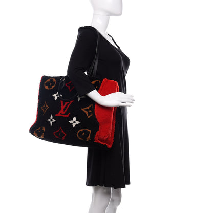 Louis Vuitton Shearling Monogram Giant Teddy Onthego GM Black Red 2 of 11