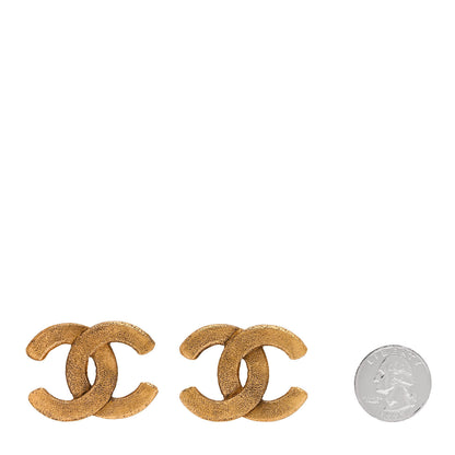 Chanel CC Textured Clip On Earrings Gold 2 of 4