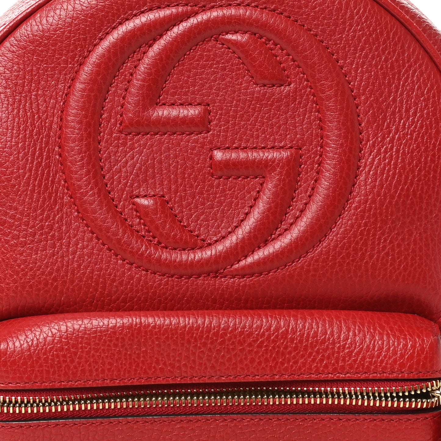 Pebbled Calfskin Soho Chain Backpack Hibiscus Red