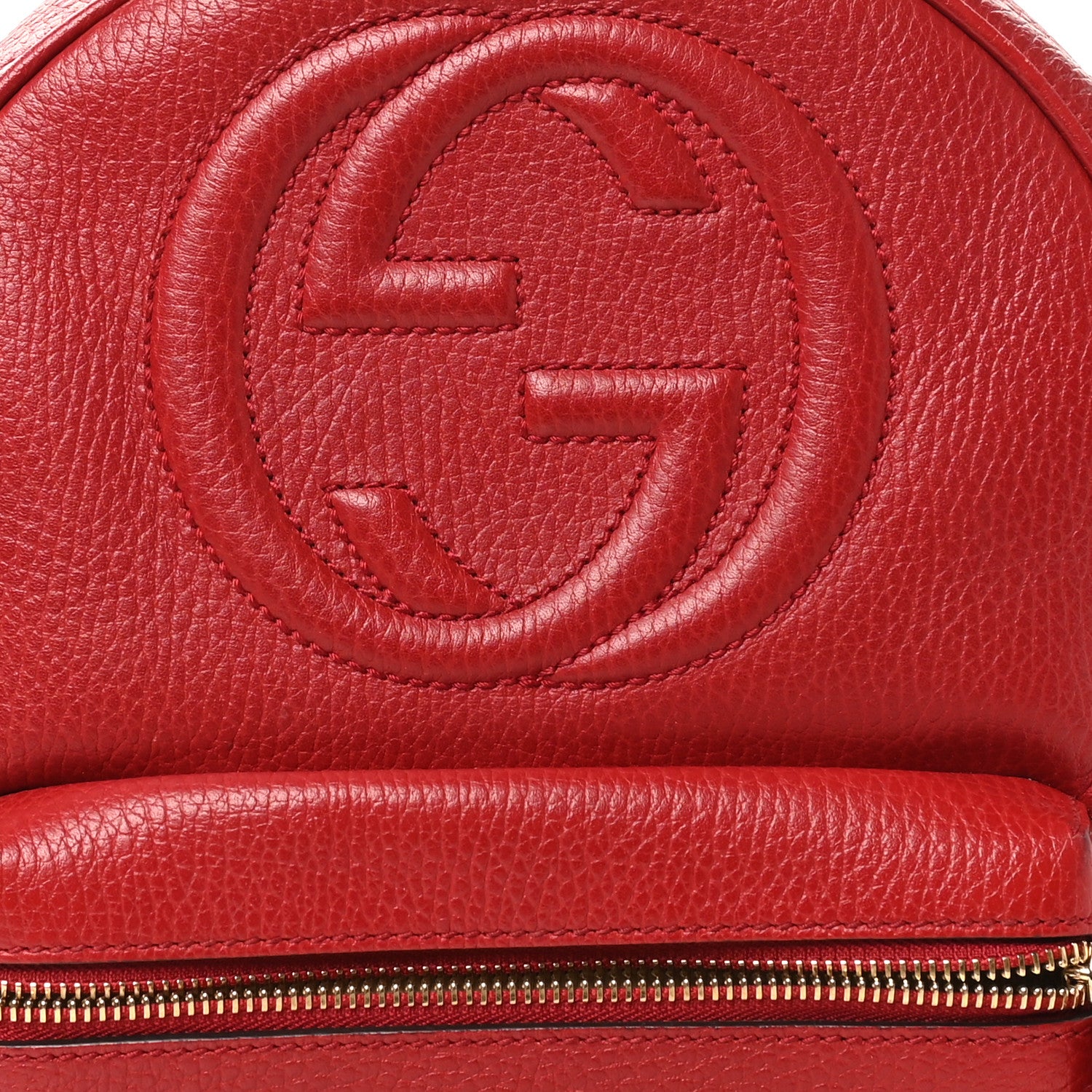 Gucci Pebbled Calfskin Soho Chain Backpack Hibiscus Red 8 of 10