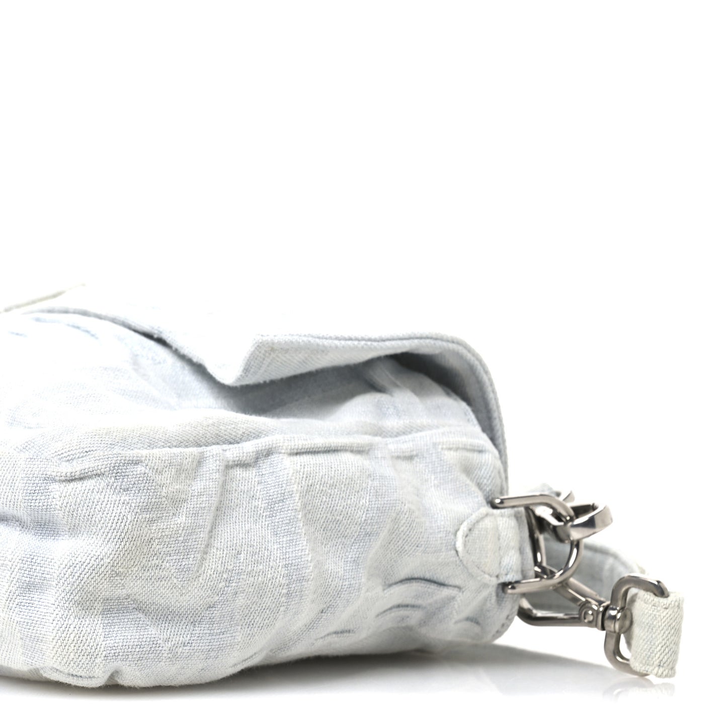 X MARC JACOBS Bleached Denim Logo Maxi Baguette Off White