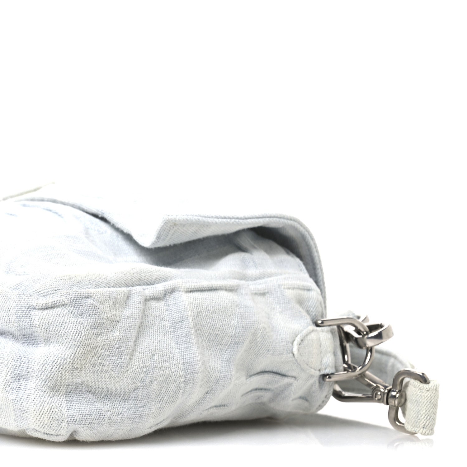 Fendi X MARC JACOBS Bleached Denim Logo Maxi Baguette Off White 11 of 12