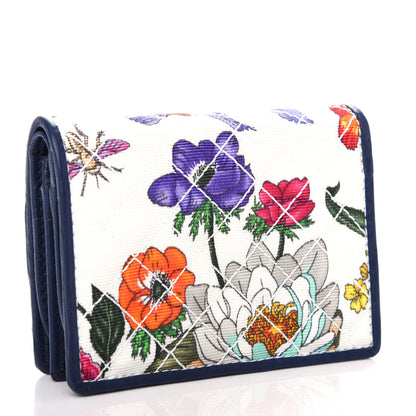 Gucci Canvas Flora Floral Trapuntata Zumi Card Case Wallet Great White Multicolor Blue Agata 3 of 7