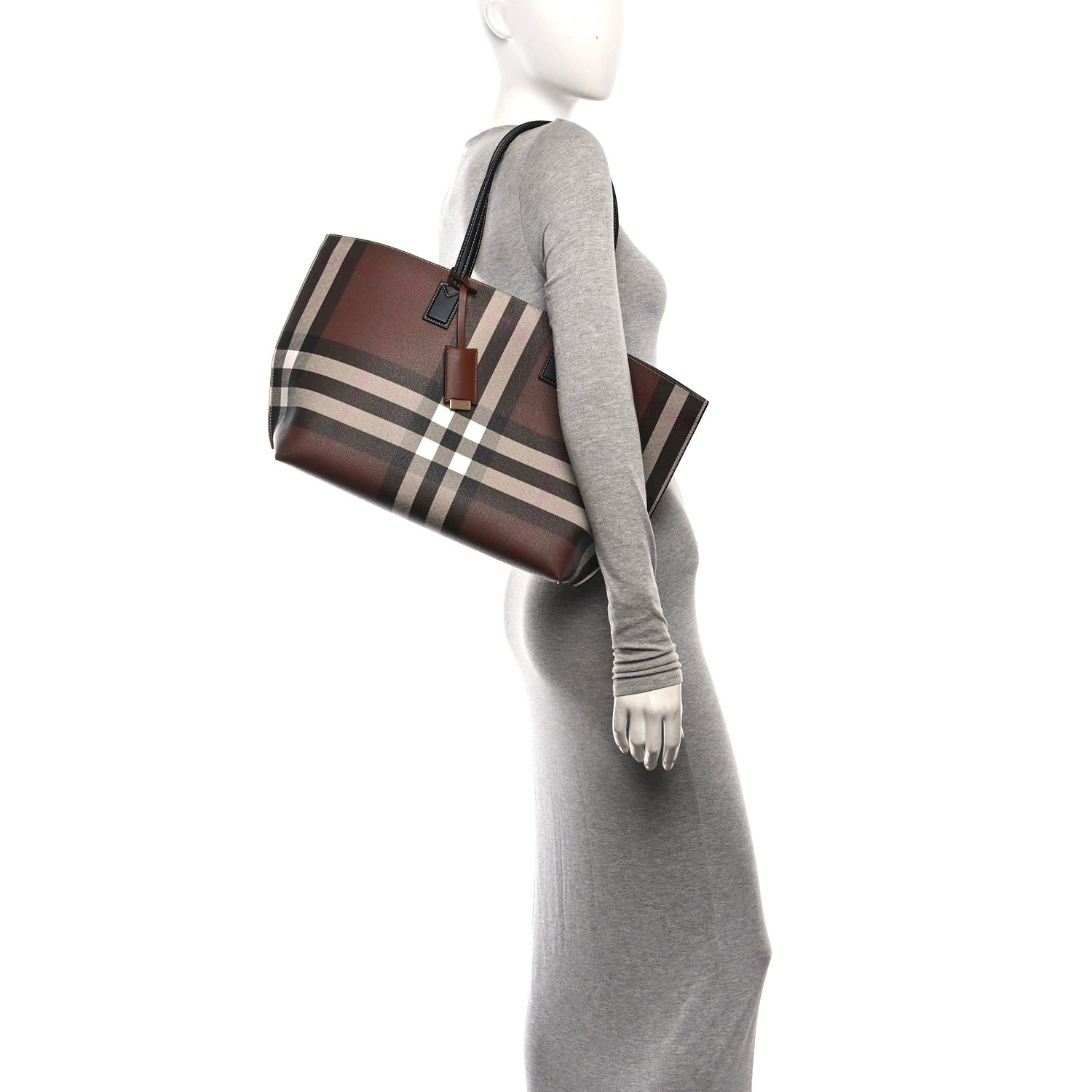 Burberry E-Canvas Check Medium Soft TB Tote Dark Birch Brown Dark Birch Brown 2 of 11