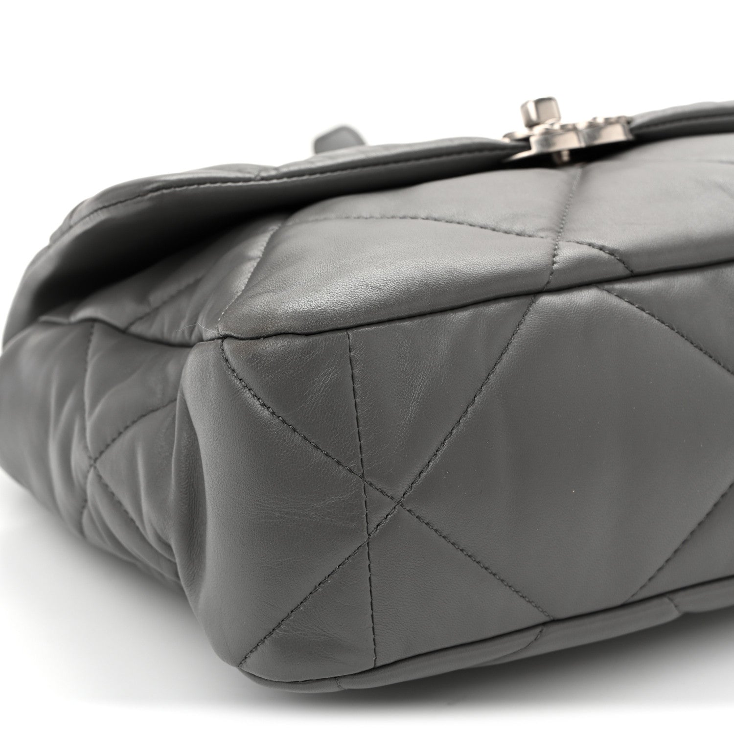 Chanel Lambskin Quilted Large Chanel 19 Flap Dark Grey 9 of 11