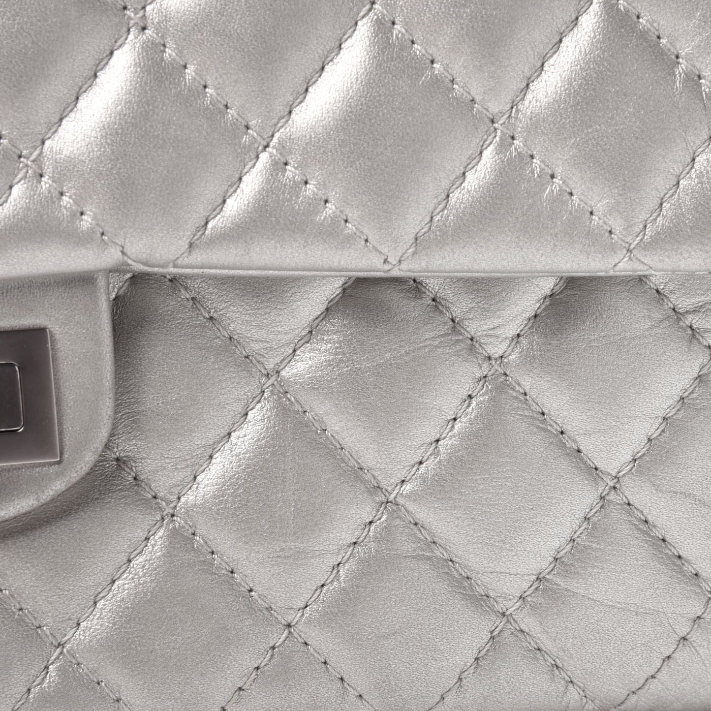 Metallic Lambskin Quilted Snake Chain 2.55 Reissue Flap Silver