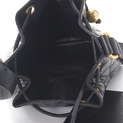 Chanel Lambskin Quilted Drawstring Bag Black 6 of 19