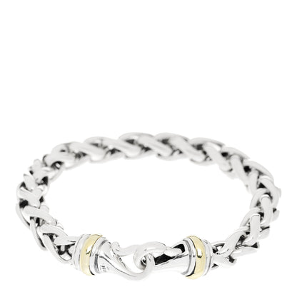 David Yurman Sterling Silver 14K Yellow Gold 8mm Wheat Chain Bracelet 1 of 4