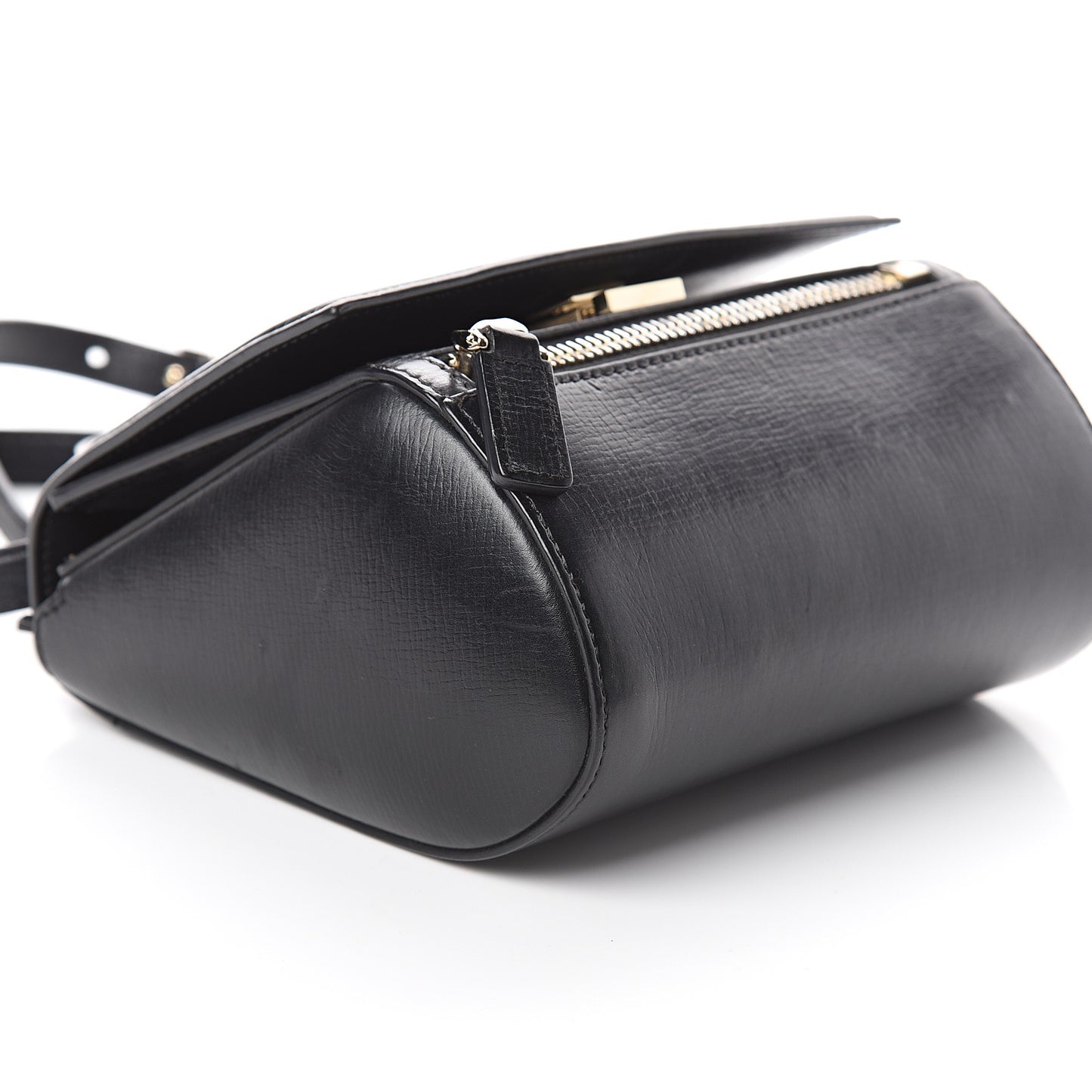 Textured Calfskin Mini Pandora Box Crossbody Bag Black