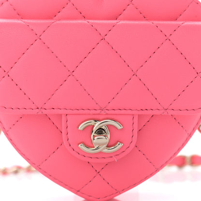Chanel Lambskin Quilted CC In Love Heart Waist Belt Bag With Chain Pink 8 of 11