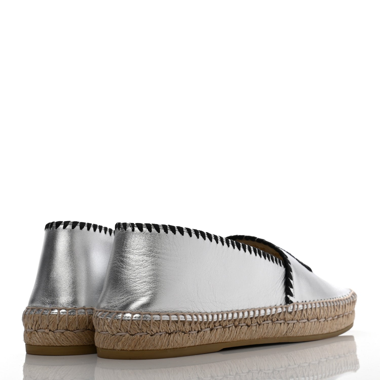 Gucci Metallic Nappa GG Marmont Espadrilles 41 Silver 4 of 12