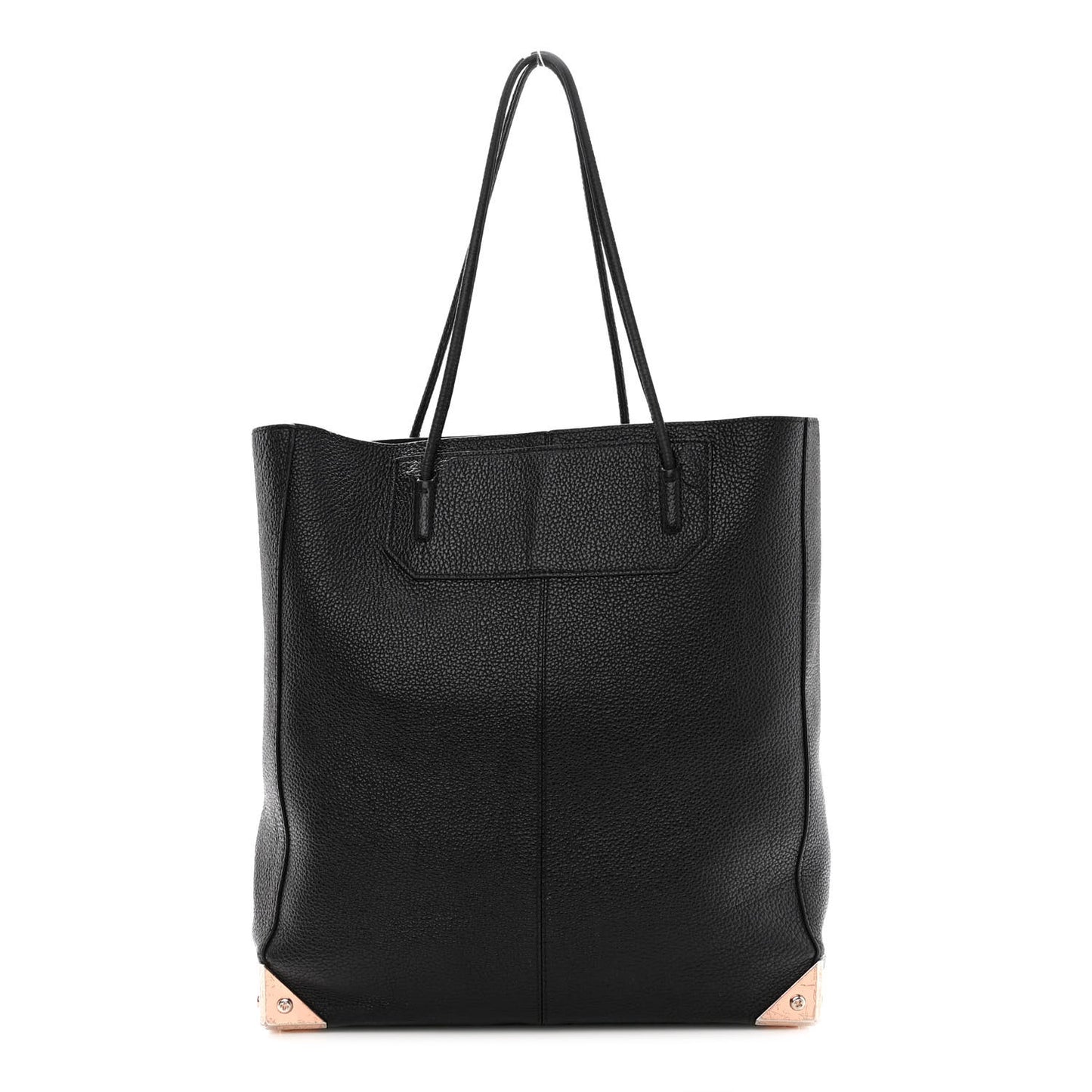 Pebbled Calfskin Large Prisma Skeletal Tote Black Rose Gold Hardware