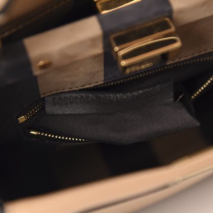 Fendi Vitello Seta Nabuk Pequin Mini Peekaboo Iconic Satchel Cuoio Tobacco Moro 9 of 11