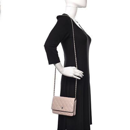 Chanel Lambskin Quilted Wallet On Chain WOC Rose Pale 2 of 26
