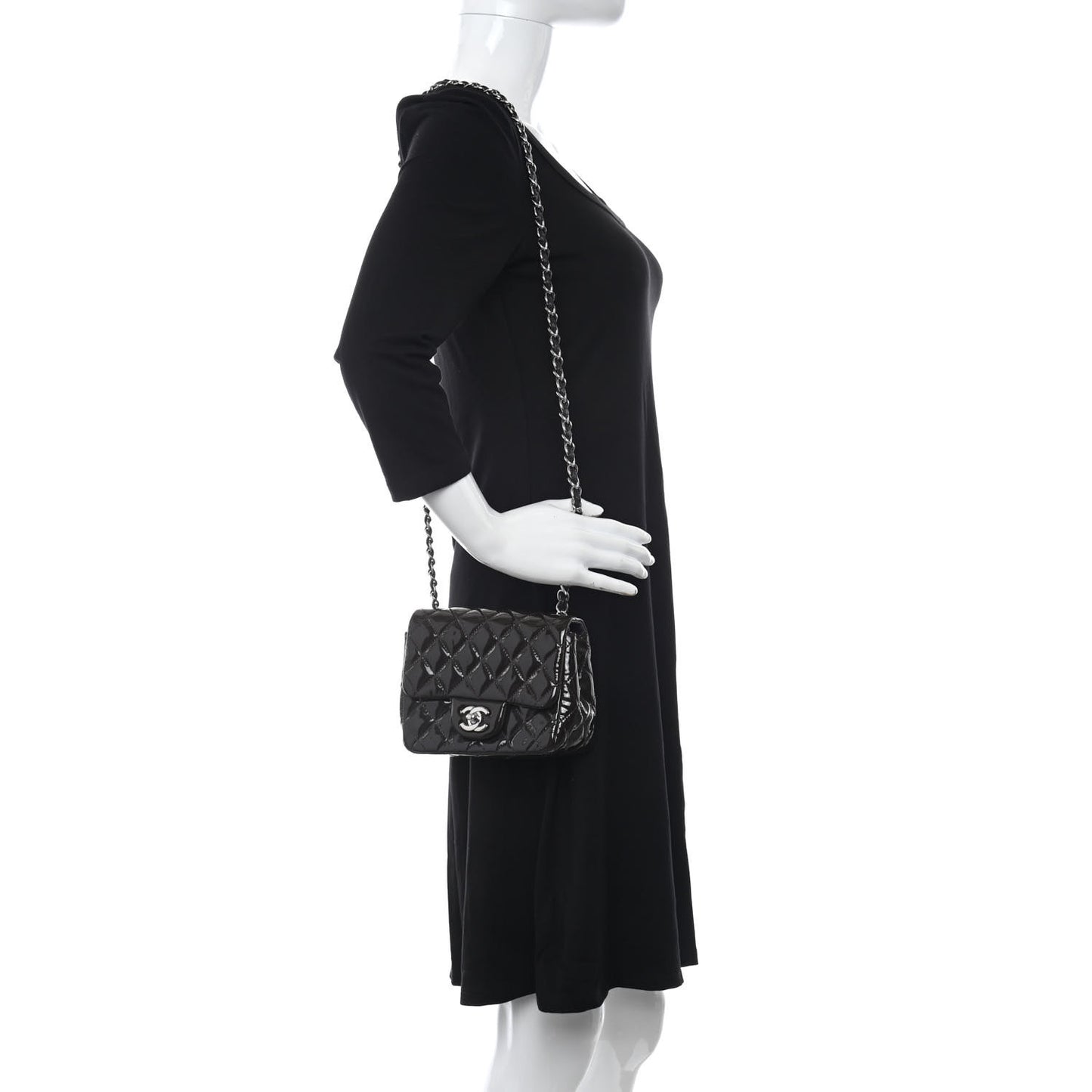 Patent Quilted Mini Square Flap Purple