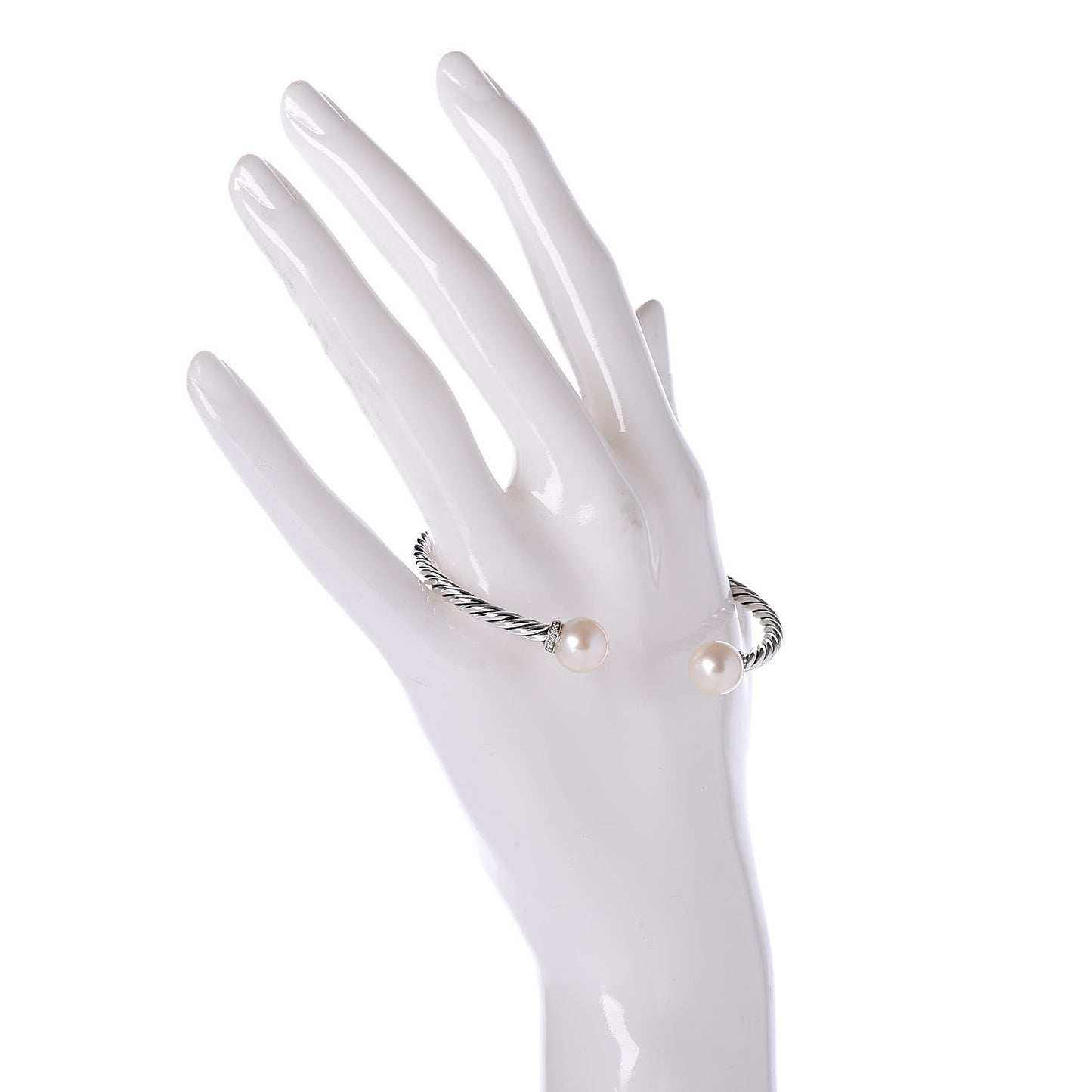 Sterling Silver Diamond Pearl 9mm Solari Bracelet