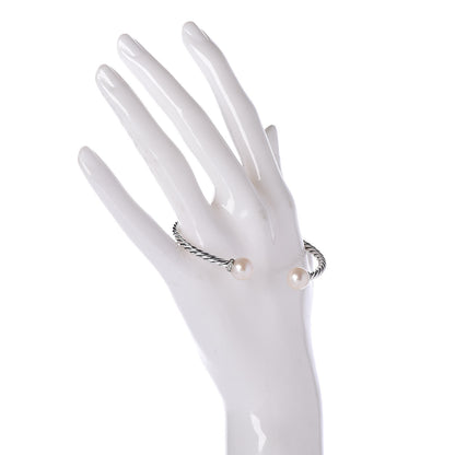 David Yurman Sterling Silver Diamond Pearl 9mm Solari Bracelet 2 of 5