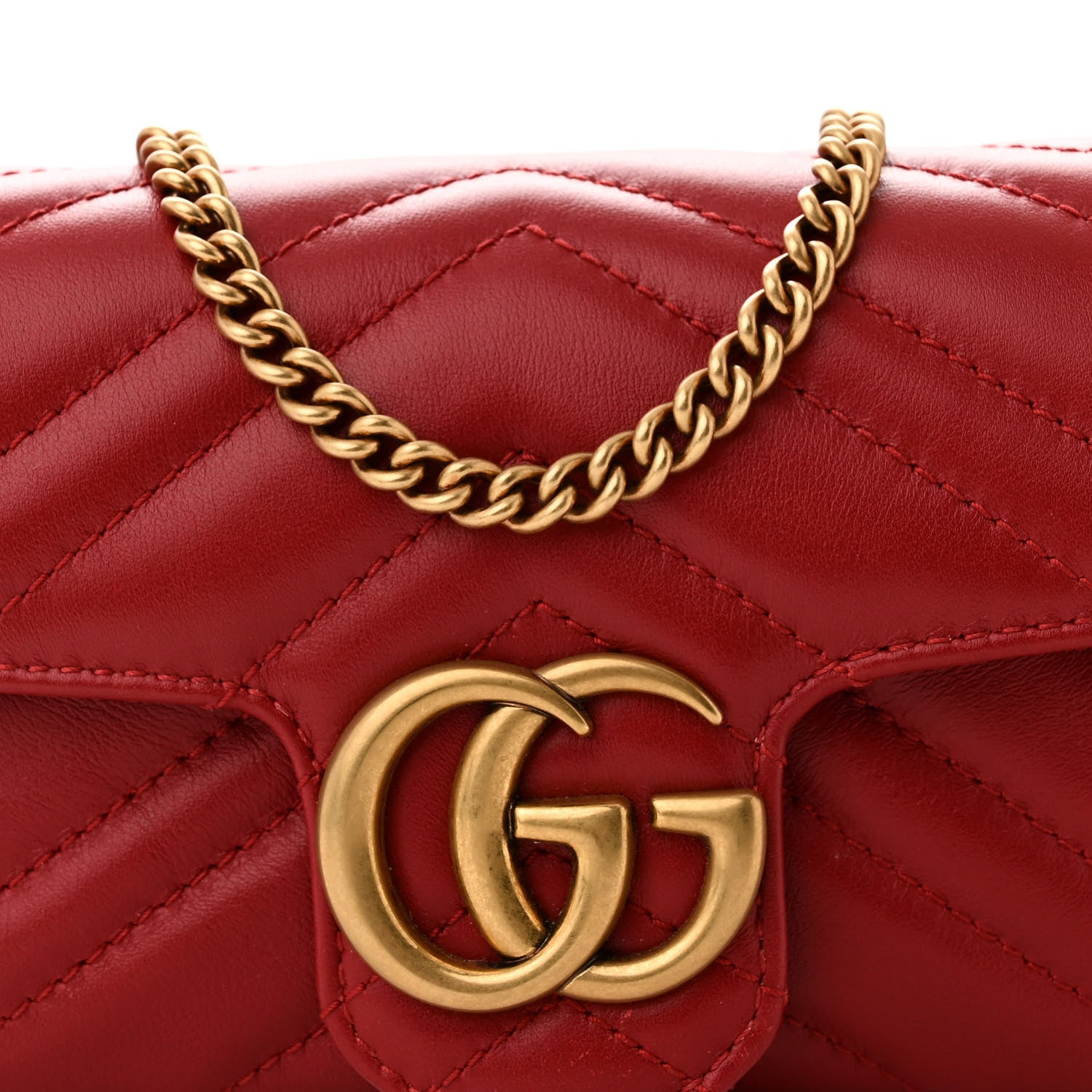 Gucci Calfskin Matelasse Super Mini GG Marmont Shoulder Bag Hibiscus Red 8 of 11