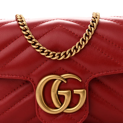 Gucci Calfskin Matelasse Super Mini GG Marmont Shoulder Bag Hibiscus Red 8 of 11