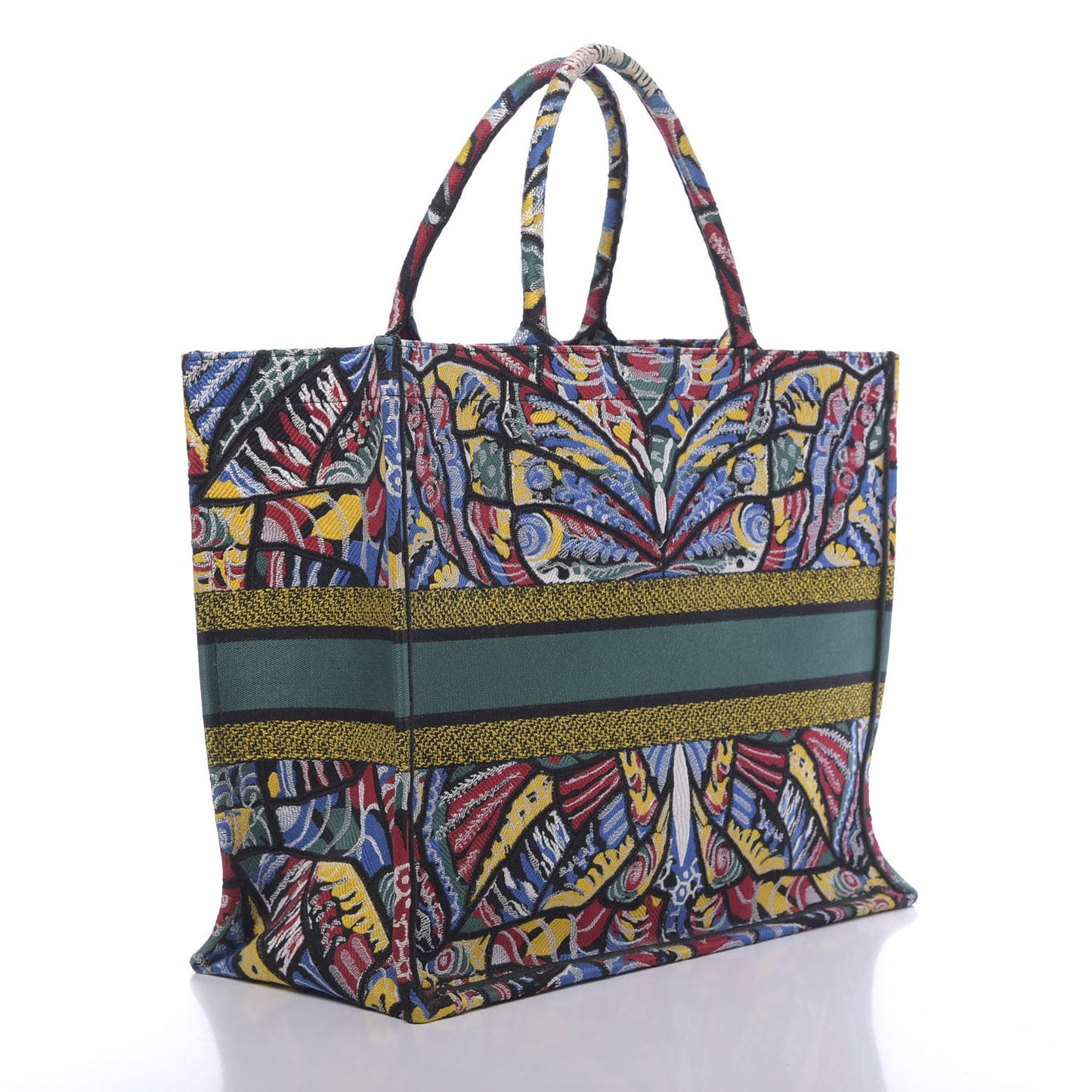 Canvas Embroidered Butterfly Book Tote Black Multicolor