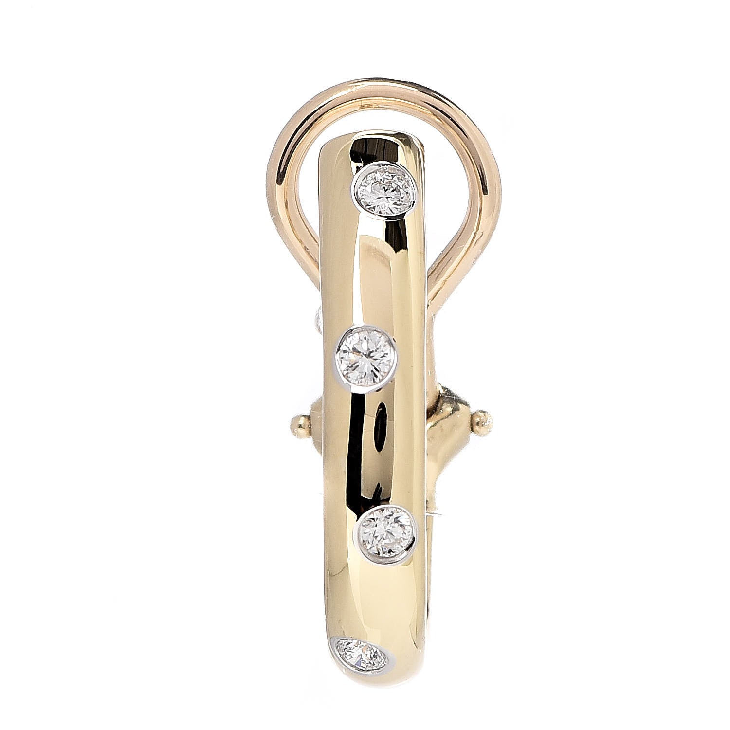 Tiffany 18K Yellow Gold Platinum Diamond Single Etoile Half Hoop Clip On Earring 1 of 5