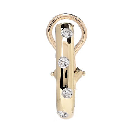 Tiffany 18K Yellow Gold Platinum Diamond Single Etoile Half Hoop Clip On Earring 1 of 5