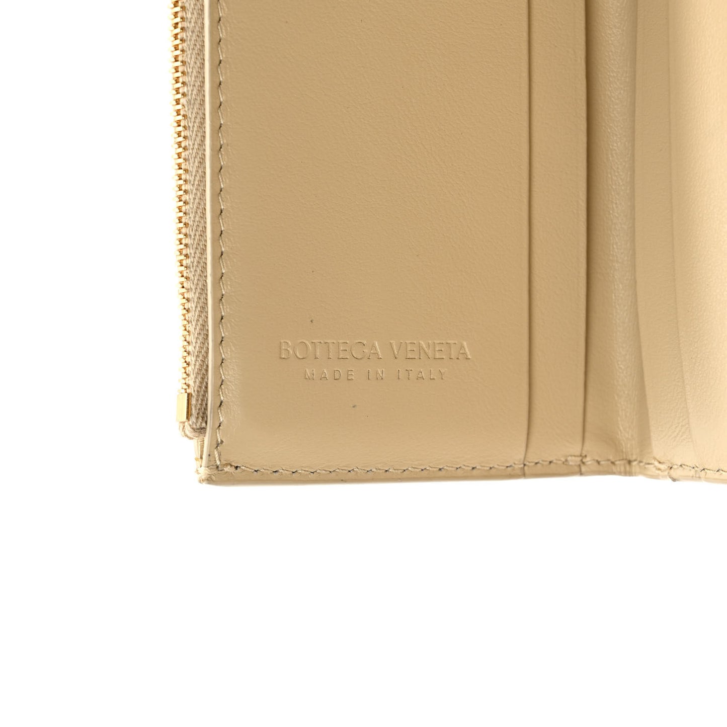 Nappa Calfskin Maxi Intrecciato Cassette Tri-Fold Wallet Porridge