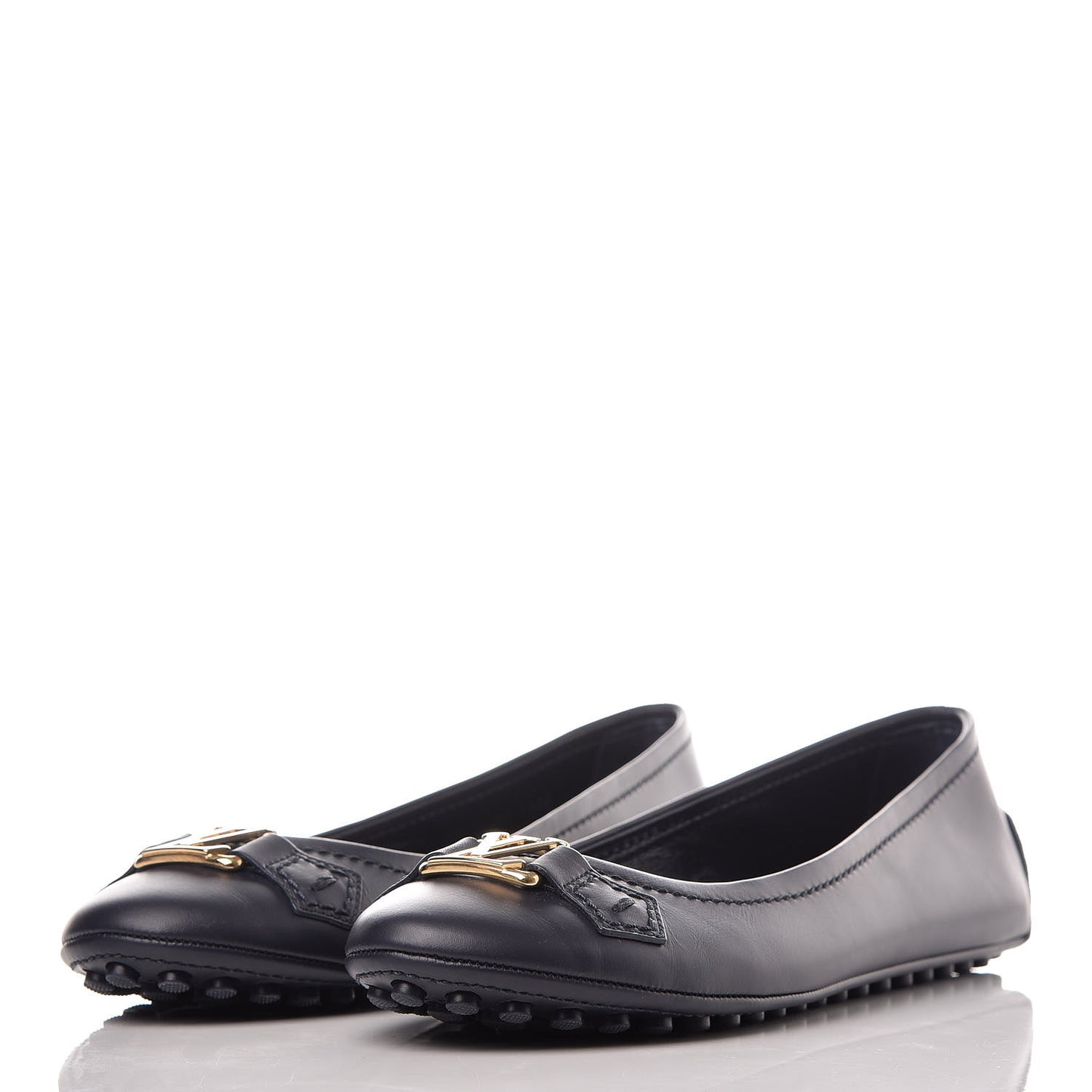 Calfskin Oxford Ballerina Flats 39 Navy