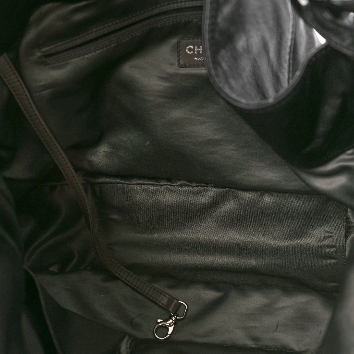 Calfskin Modern Chain Rhodoid Hobo Black