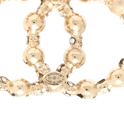 Chanel Pearl Crystal Nefertiti CC Earrings Gold 4 of 5