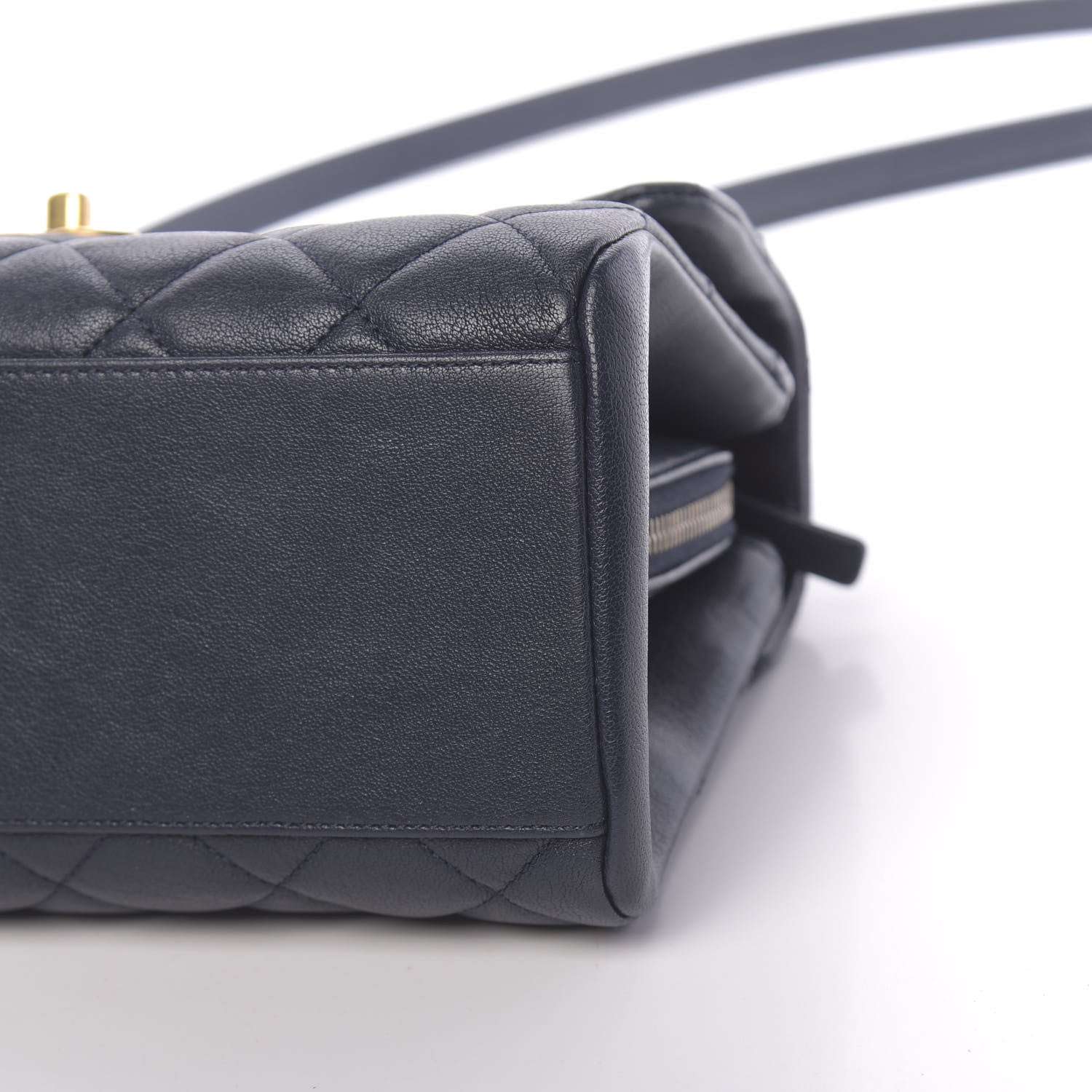 Chanel Shiny Sheepskin Quilted Small Trapezio Flap Navy 11 of 12