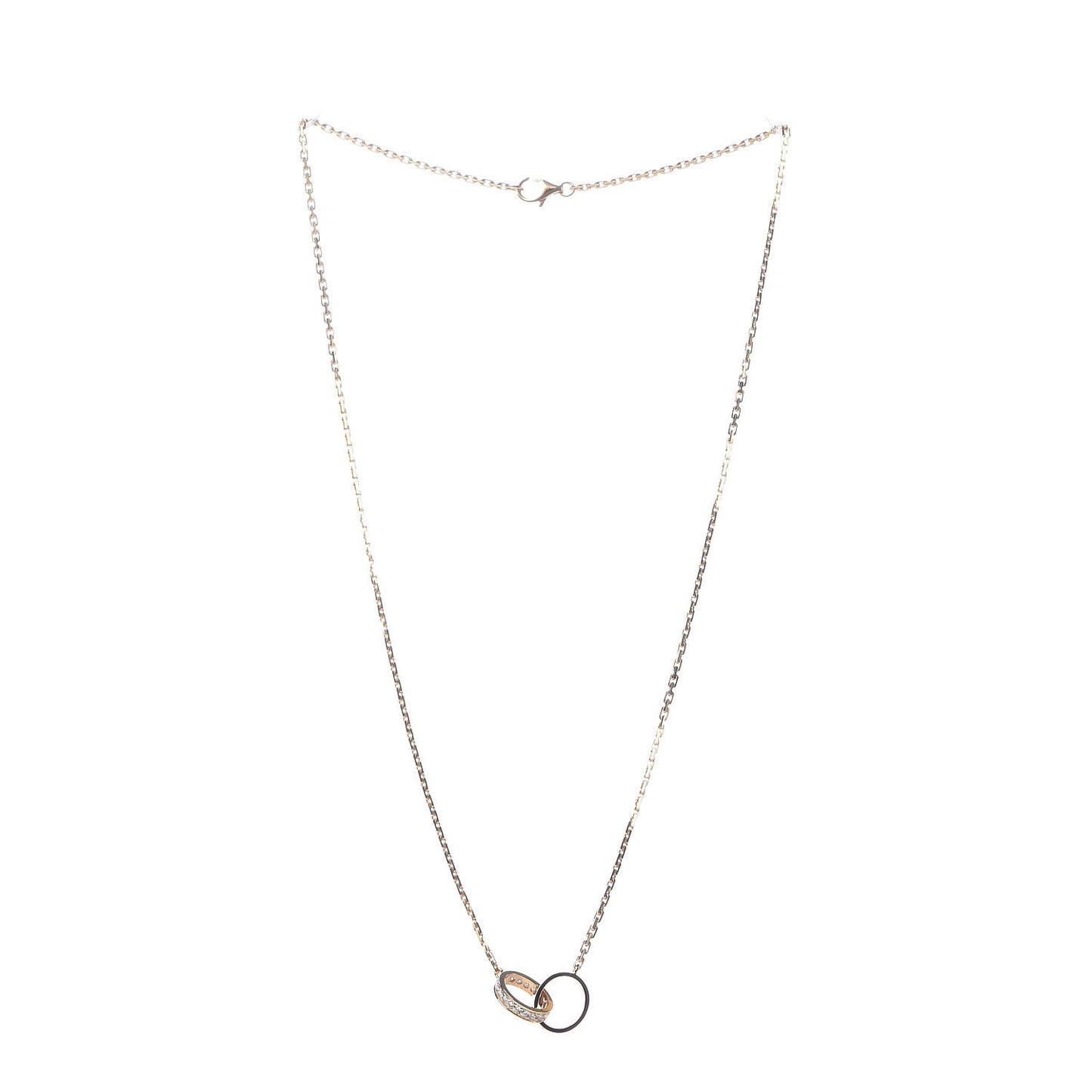18K Pink Gold Diamond Interlocking LOVE Necklace
