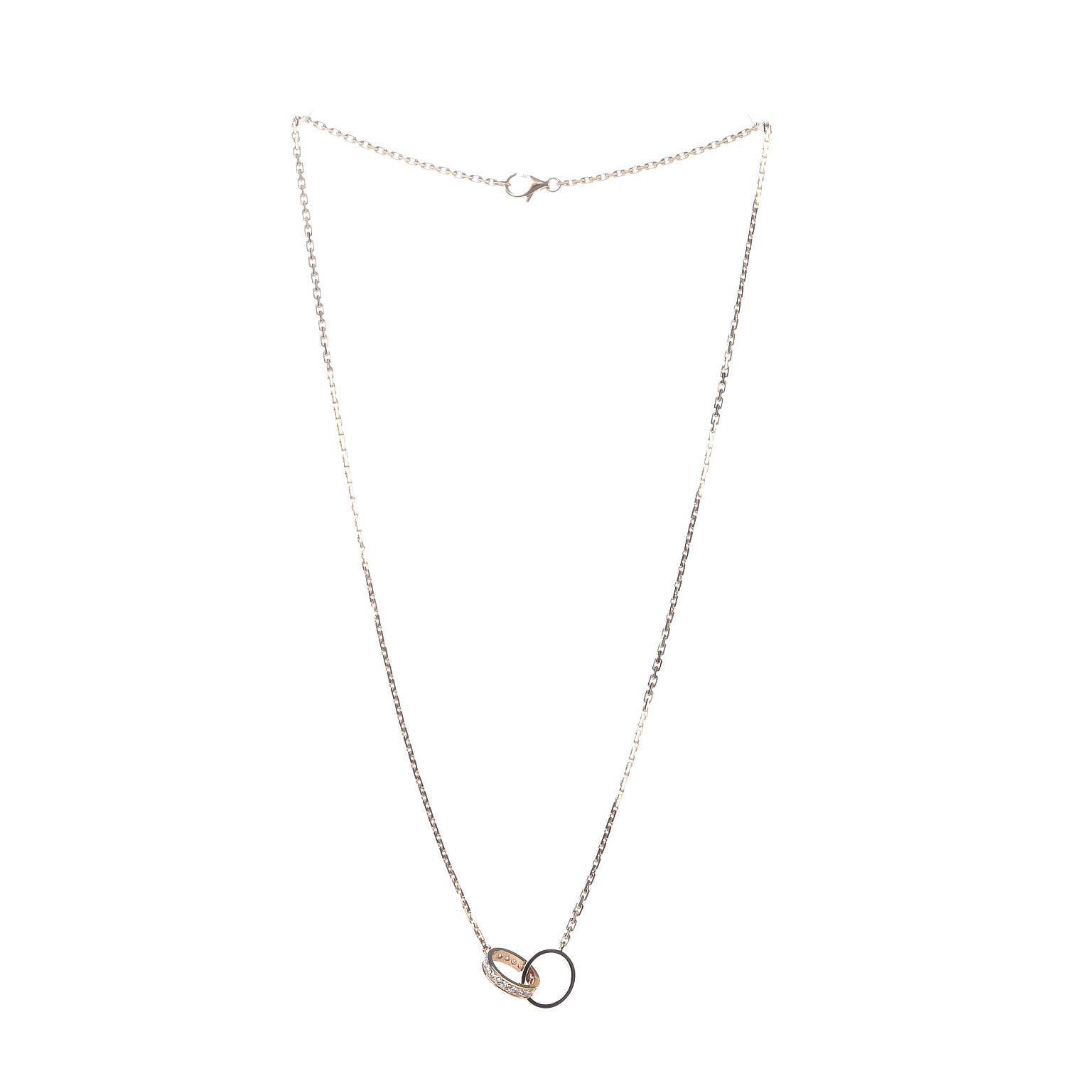 Cartier 18K Pink Gold Diamond Interlocking LOVE Necklace 3 of 6