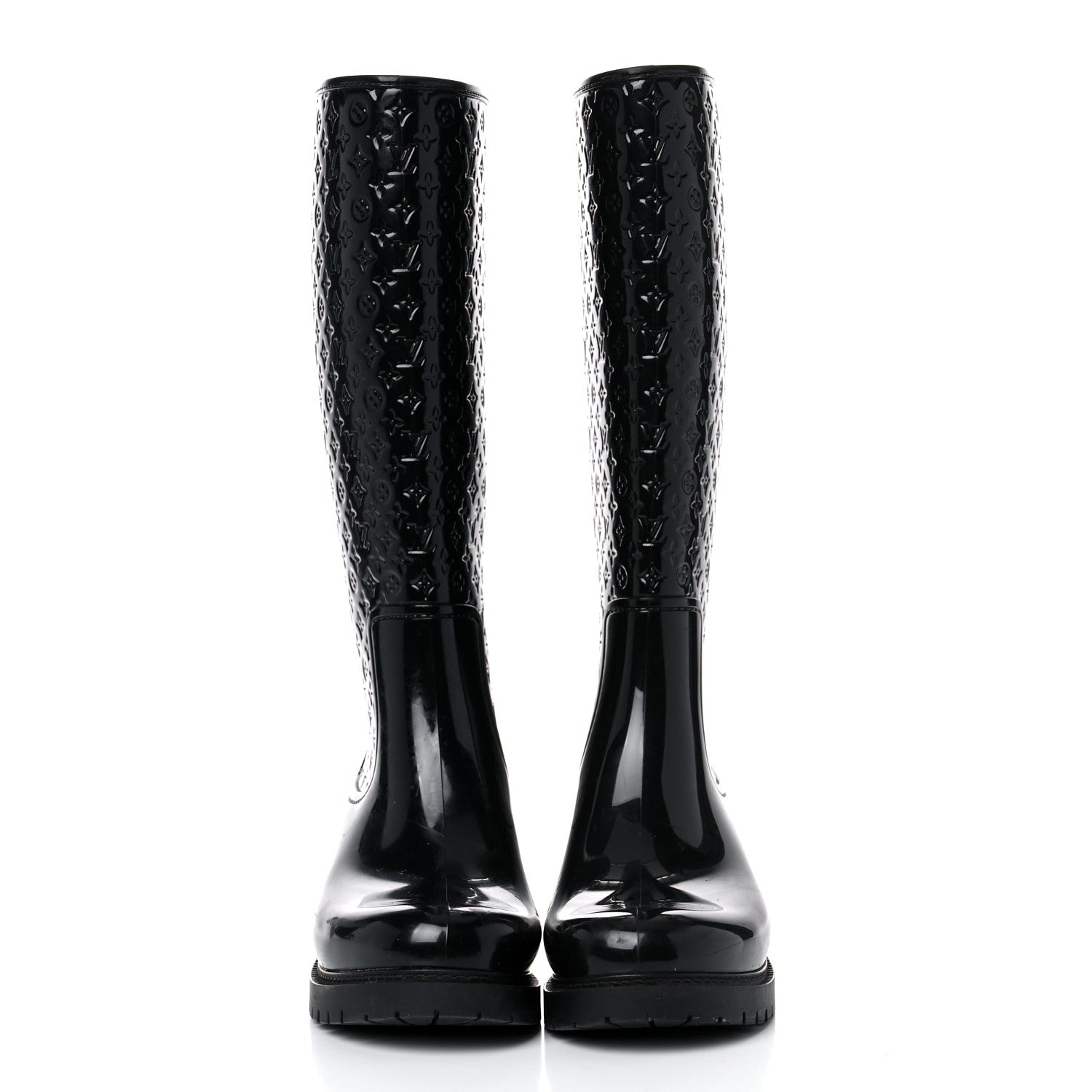 Louis Vuitton Rubber Embossed Monogram Splash Rain Boots 38 Black 2 of 15
