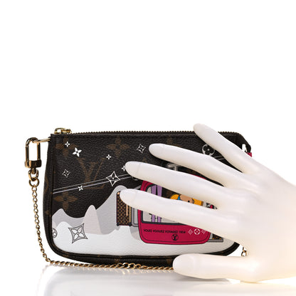 Louis Vuitton Monogram 2019 Christmas Animation Mini Courchevel Pochette Accessories Fuchsia 3 of 11