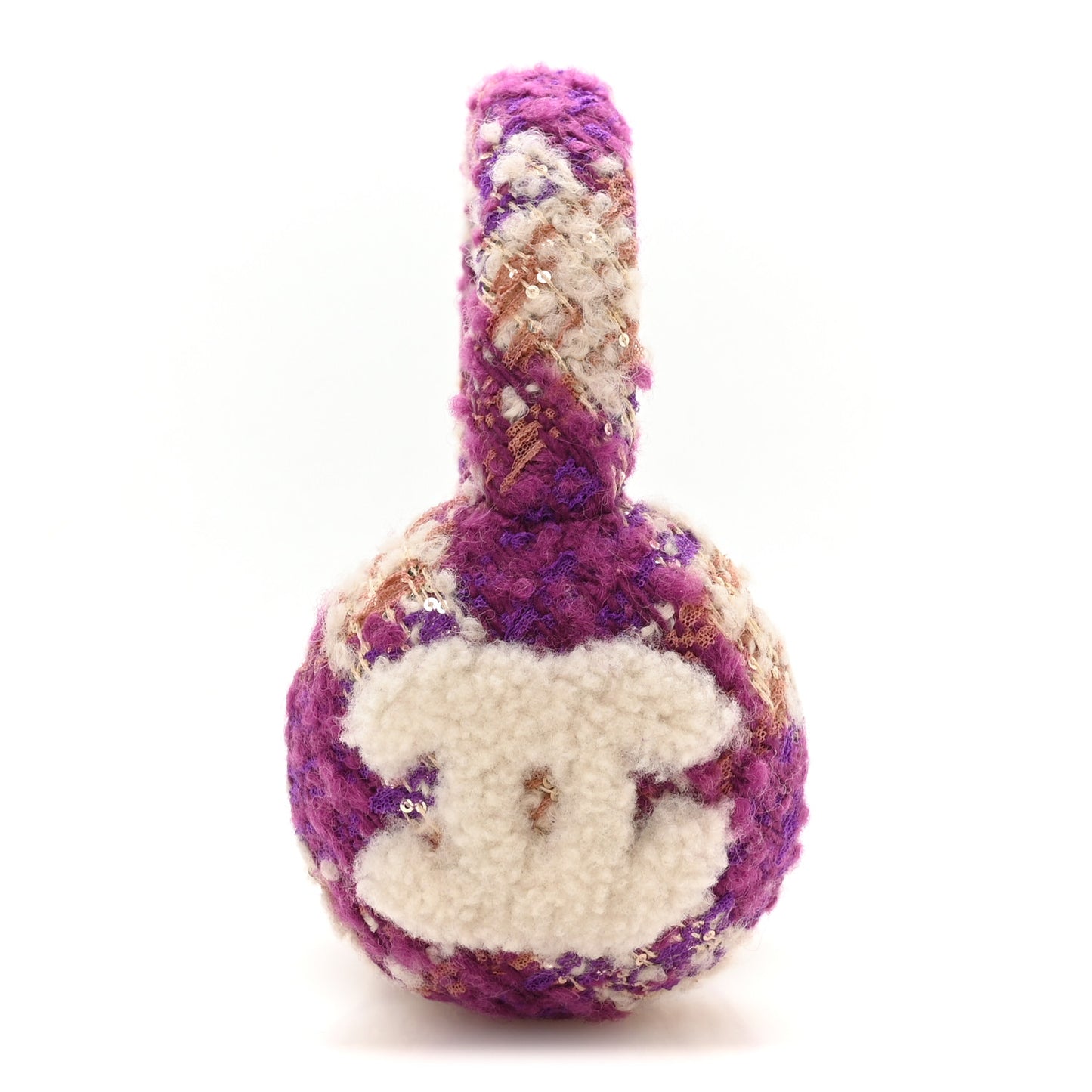 Tweed Shearling CC Ear Muffs Ecru Purple Dark Fuchsia Dark Pink