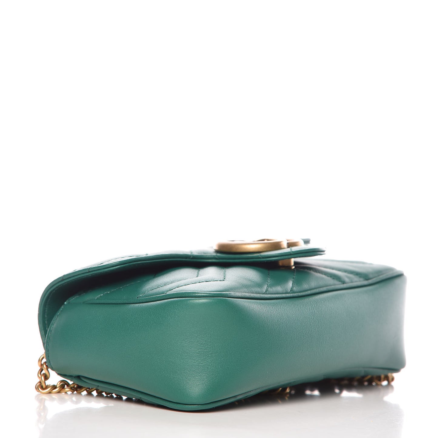 Calfskin Matelasse Super Mini GG Marmont Shoulder Bag Emerald Green