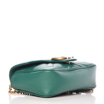 Gucci Calfskin Matelasse Super Mini GG Marmont Shoulder Bag Emerald Green 4 of 10