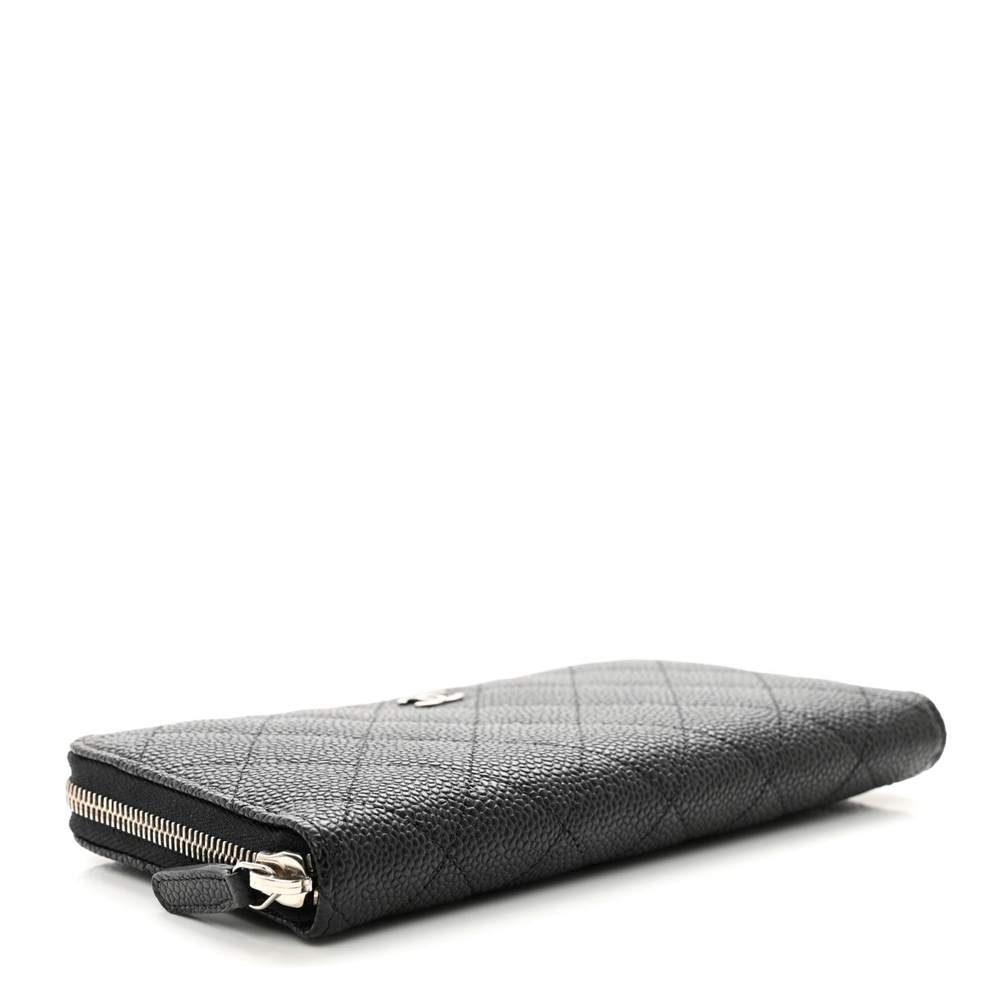 Caviar Quilted Large Gusset Zip Around Wallet Black