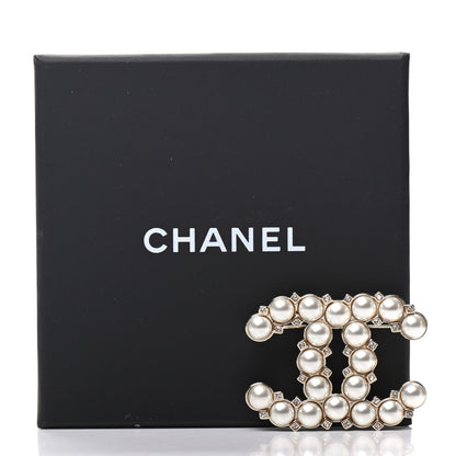 Chanel Crystal Pearl CC Brooch Gold 5 of 5