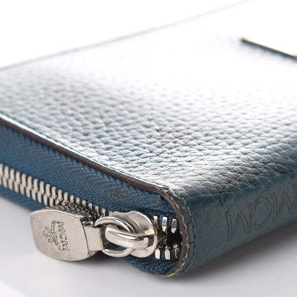 MCM Heritage Visetos Large Zip Around Wallet Blue 11 of 12
