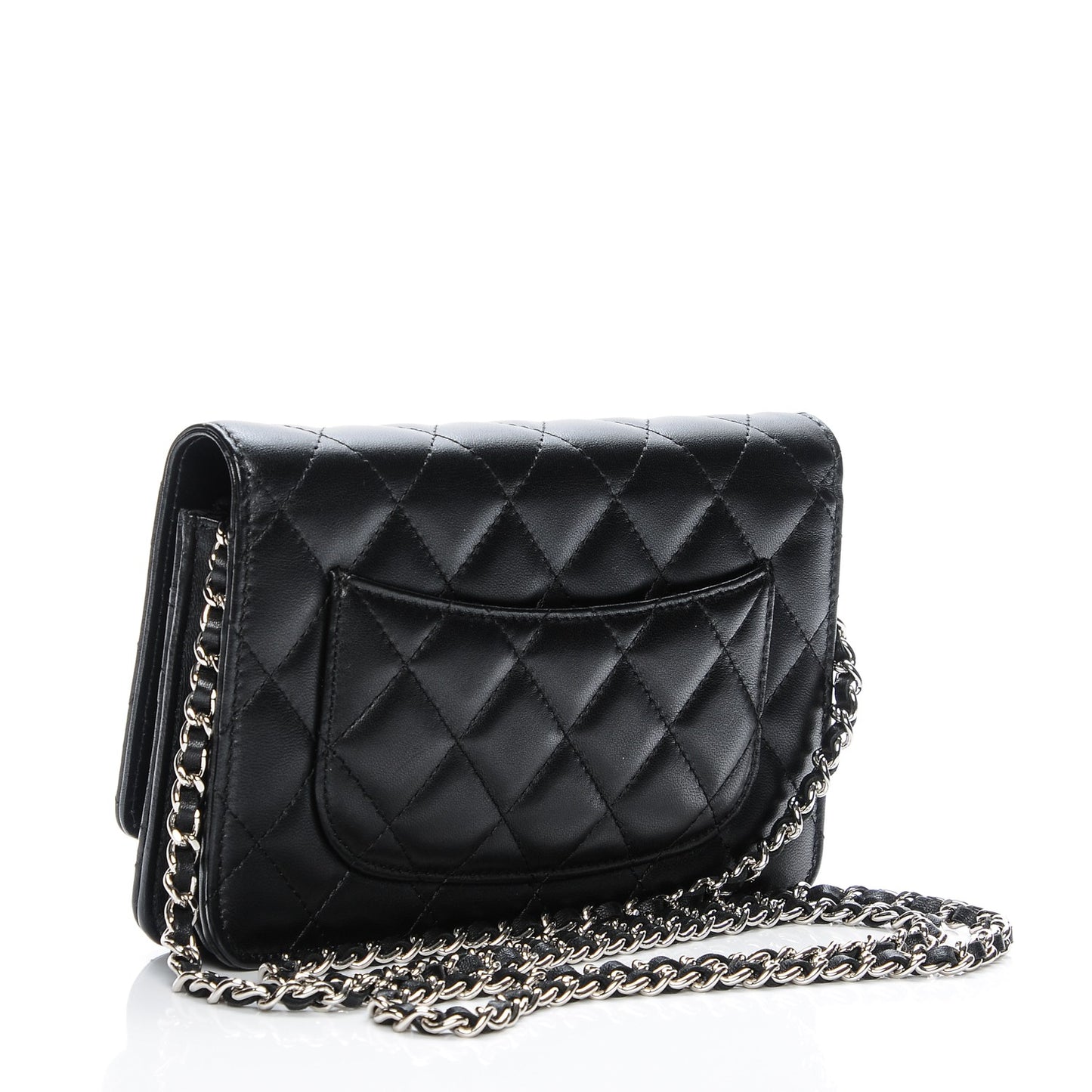 Lambskin Quilted Wallet On Chain WOC Black