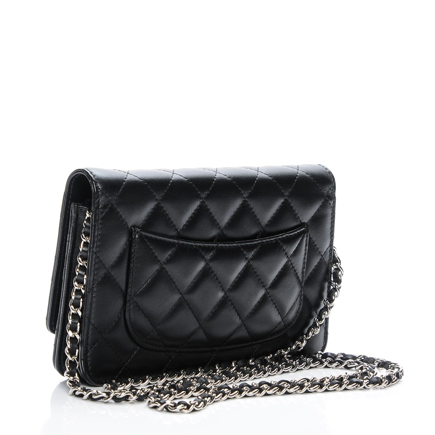 Chanel Lambskin Quilted Wallet On Chain WOC Black 3 of 8