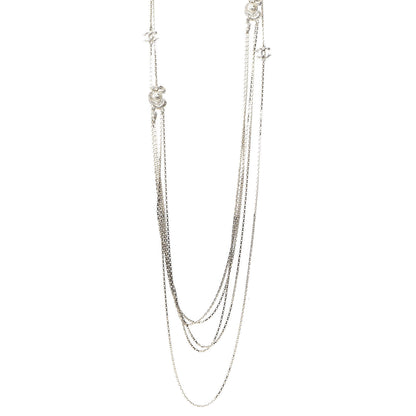 Chanel Crystal Pearl CC Long Multistrand Necklace Light Gold 1 of 6