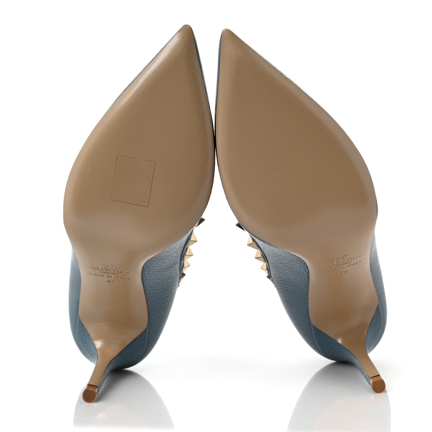 Valentino Garavani Pebbled Calfskin Rockstud 85mm Pumps 36 Grey Sky 5 of 7