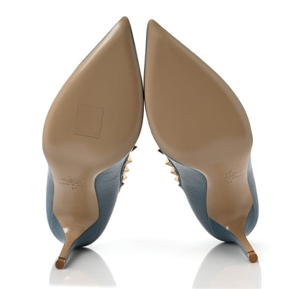 Valentino Garavani Pebbled Calfskin Rockstud 85mm Pumps 36 Grey Sky 5 of 7